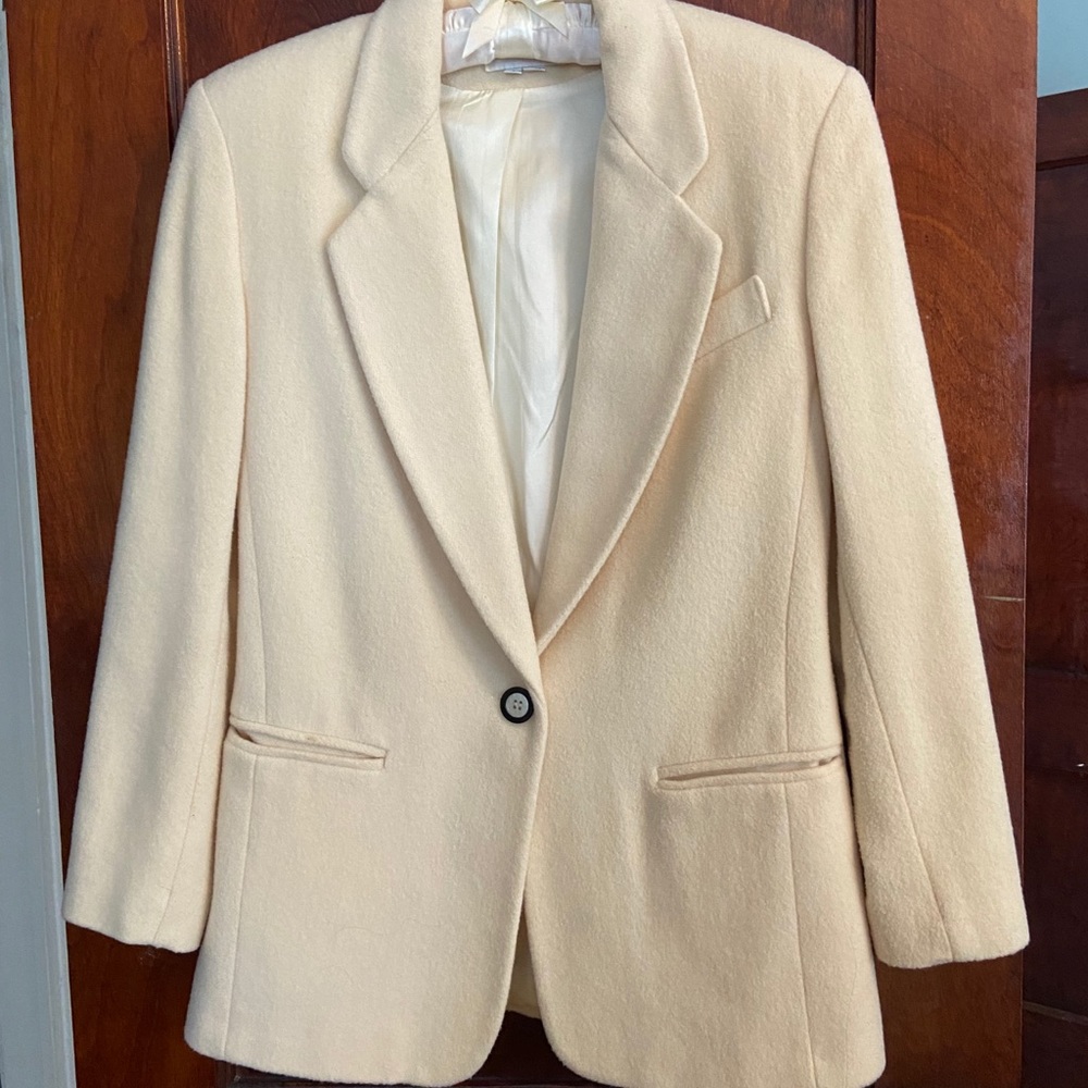 Wool and Cashmere Blend Vintage Cream Blazer